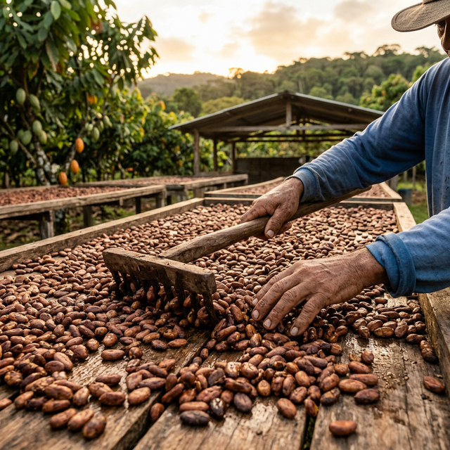 Cocoa beans being dried and processed at a Brazilian farm — ASG Commodities