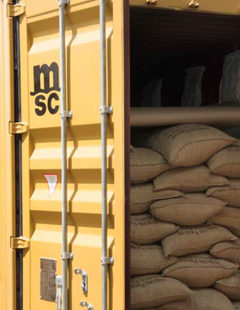 Container port logistics for cocoa export